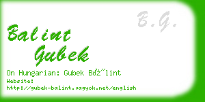 balint gubek business card